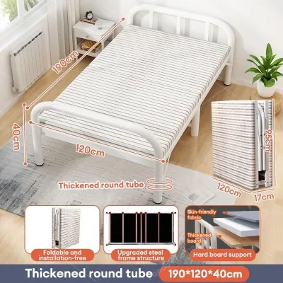 Folding Bed and Folding Chair Outdoor Single Folding Bed With Foam Foldable Bed Heavy Duty