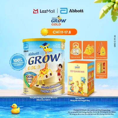 Lon sữa bột Abbott Grow Gold 3+ 800g tặng 1 Hộp quà bất ngờ