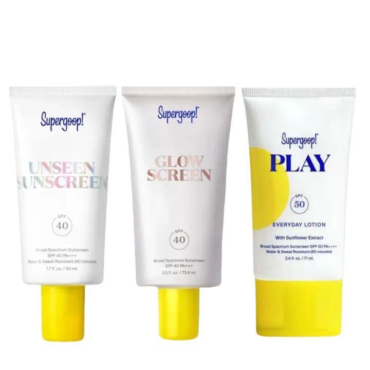 Supergoop! Unseen Sunscreen SPF40 /Glow Sereen SPF 40 /Sheer Screen SPF ...