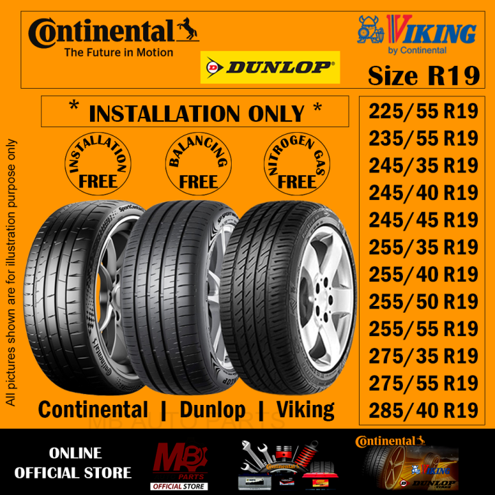 Continental | Dunlop | Viking | Size R19 inch [INSTALLATION 1-3 DAYS ...