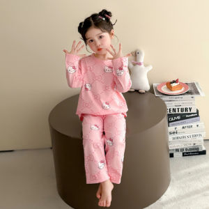 Christmas Gift Halloween Anime Anime Hello Kitty Children New Home Clothes Kawaii Girls Long Sleeves Trousers Sweet Student Pajamas Suit Girl Clothing
