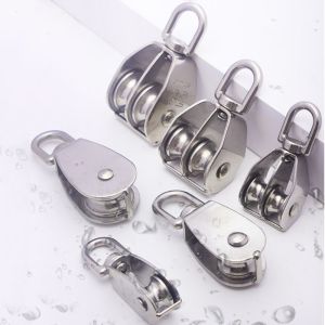 XU HOME 304 Stainless Steel Fixed Pulley M15/20/25 Swivel Pulley Block Tool Load-Bearing Detachable Groove Pulley Crane