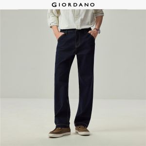 Giordano Beau Monde Men Topstitch five-pocket mid rise washed denim jeans Free Shipping 13116706