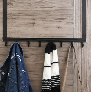 Metal Behind Door Adjustable Hook No Drill 6 Hooks