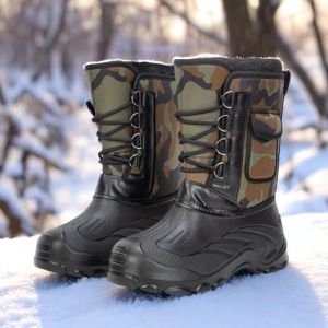 Winter Waterproof Mens Outdoor Work Snow Boots Fishing Warm Riding High Tube Cold-Proof Fishing Boots