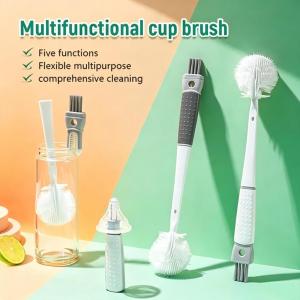 5 in 1 Detachable Bottle Brush Set Long Handle Cup Cleaner for Milk Bottle Tumbler Foldable Matibay