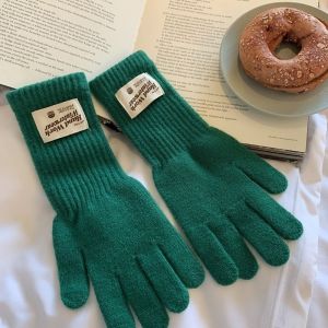 MINUTE One Size Full Finger Knitted Gloves 10Colors Warm Lining Faux Cashmere Gloves French Style Warm Winter Gloves For Students