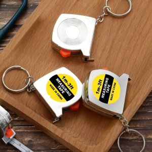 FPXR8 3ฟุต/1เมตร พวงกุญแจสายวัด เหล็กอ่อนๆ พับเก็บได้ วัดพวงกุญแจ เครื่องมือก่อสร้างสำหรับ พ็อกเก็ต เทปวัดไม้บรรทัด วันต่อวัน