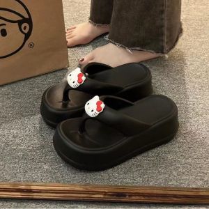 Free Shipping Cute KT Cat Flip-Flops For Women Suitable For Outdoor Wear At The Beach New Style Platform Thick-Soled Wedge Sandals