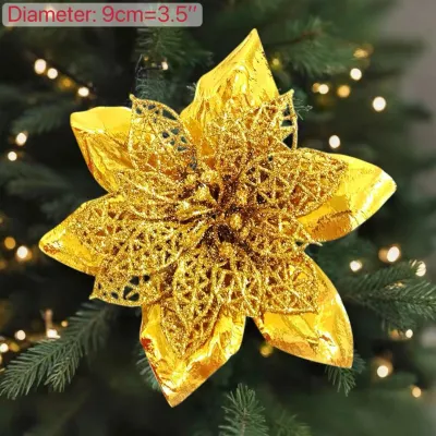 BINLU White Christmas Flower 23CM Artificial Poinsettia for Christmas Tree Decorations On Sale Xmas Tree Ornament for Wreath Garland Home Party Decor Christmas Decorations For Christmas Tree