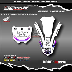 Stiker Papan Nomor Dan Sticker Spakbor Depan CRF 450 Design New Kode LA0570