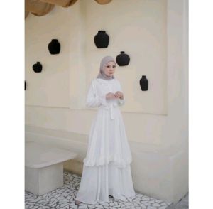Gamis Wanita Viral Lebaran Terbaru 2024 Azima Dress Bahan Ceruty Babydoll Full Puring Busui Friendly