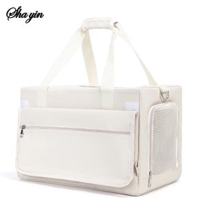 1PCRolling Suitcase Double-Layer Cat Bag Push-Pull Suitcase Large Capacity Two Breathable Dog Handbags