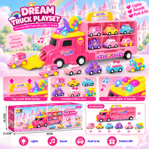 Multifunctional sound and light car toy cartoon unicorn container storage childrens girl toy gift