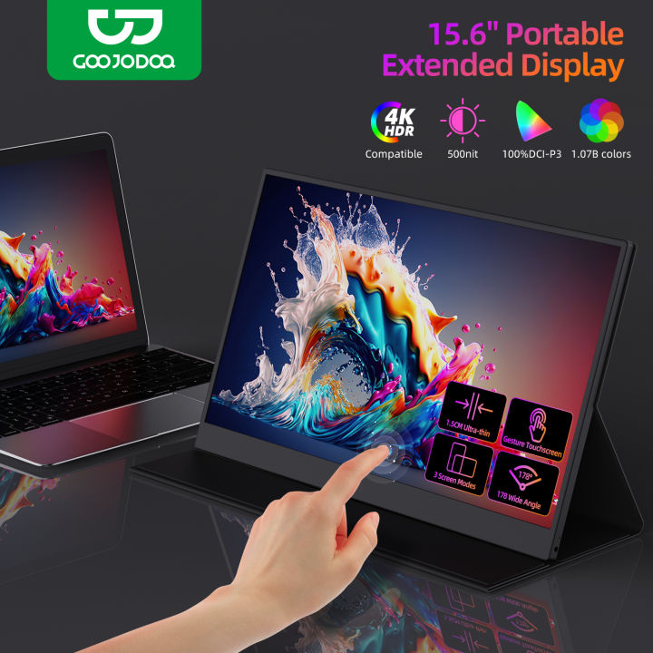 GOOJODOQ 15,6" Touch Screen FHD 1080P Portable Monitor for Office/Gaming support 4K for Office/Gaming''