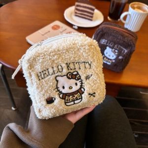 มินิน่ารักเคทีแมวตุ๊กตากระเป๋าเครื่องสําอางผู้หญิงแบบพกพาหูฟังลิปสติกผ้าอนามัยถุงเก็บแต่งหน้าขนาดเล็กกระเป๋าซิป