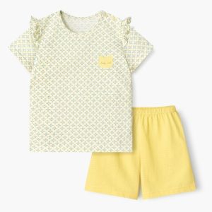 Bộ ngắn tay thun cotton cho bé trai bé gái mặc nhà mùa hè Unifriend Hàn Quốc U2022-8. Size đại 5 6 8 10 tuổi