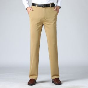 Mens Formal Pants Office Straight Loose Pant Non-ironing Stretchable Elastic Casual Trousers Business Seluar Slack Lelaki