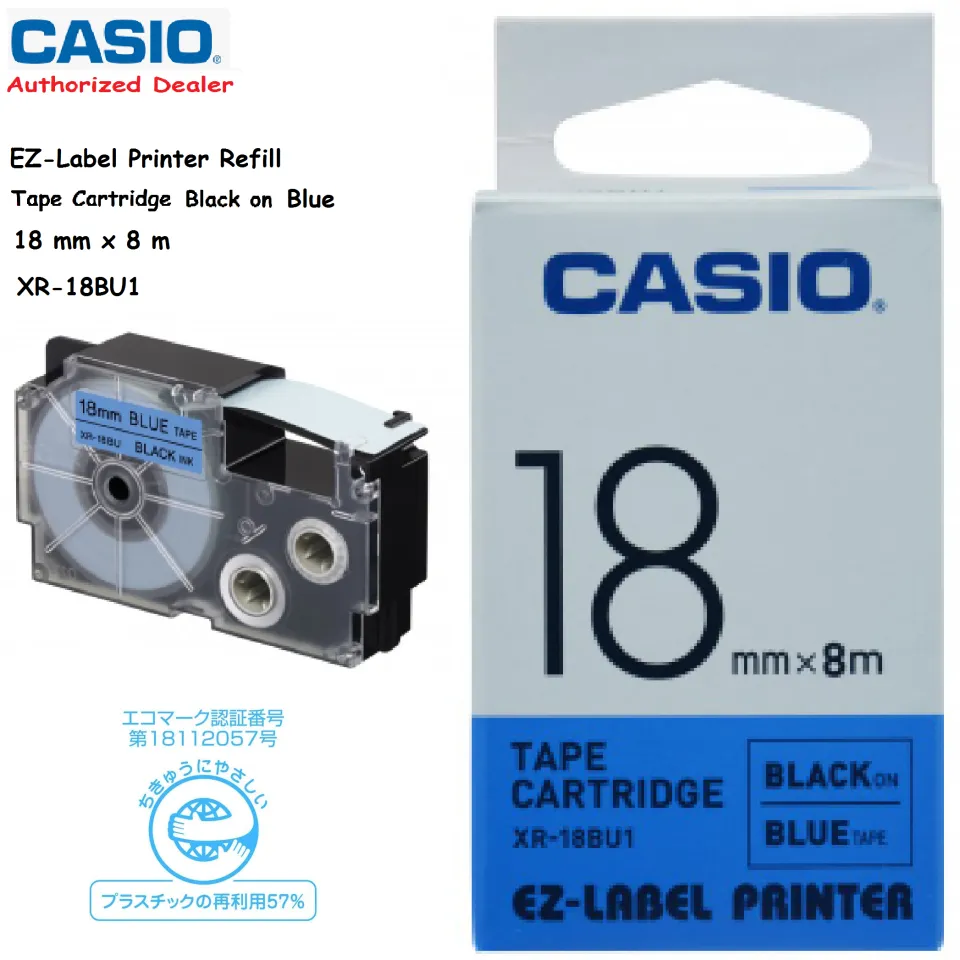 CASIO EZ Label Printer Tape 18MM X 8M XR-18 Label Cartridge CASIO