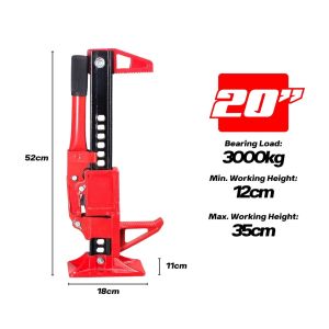 Vehicle Farm Jack 3 Ton Red Lifting Ratchet Offroad SUV Power Steel Universal Mechanical Load Capacity 20 inch