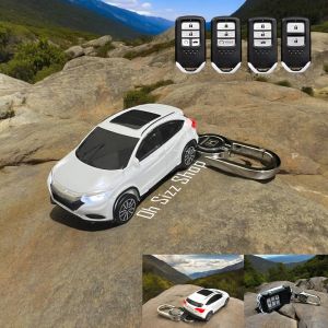 เคสรีโมทรถ Honda HRV 2018  มีไฟหน้าและหลัง  แบบโมเดลรถ   (Car Shape)  วัสดุพลาสติกเบา ABS  พร้อมพวงกุญแจโลหะ คล้องหูกางเกง Honda  HRV2018-2020  แบบ 2 3 และ 4 ปุ่ม ใส่ได้