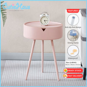 Cutiehaus Nordic Cream Style Bedside Organizer Coffee Table Round Alternative Bedroom Small Storage Cabinet Bulat Kabinet Penyimpanan Kecil