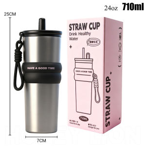 Premium 24oz Insulated Thermal Cup - High-Grade 316 SS Inner - Double Mode Drinking Lid - Spill-Proof Water Bottle for Car & Office- HoneyLion