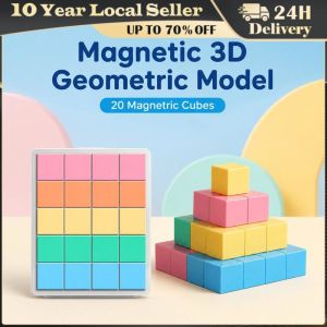 20Pcs Magnetic Cube Teaching Aid Cube Mathematics Teaching Aid Small Cube Six Sided Magnetic Attraction Geometry Model