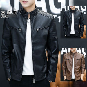 กลุ่มเสื้อโค้ทสุภาพบูรณาร่วม เสื้อหนังPU สำหรับฤดูใบมอง หนังใบแผล และฤดูหนาว กลุ่มเสื่อมส่วนใหญ่ 3XL ของแจ็กเก็ตมอเตอร์ไซค์แบ