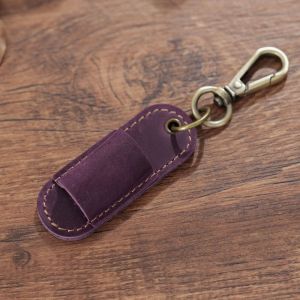 SIQIN Luxury Genuine Leather Pen Case Removable Pen Tray Portable Pen Holder Keychain Creative Design Clip Design Pen Pouch Keychain Office Use