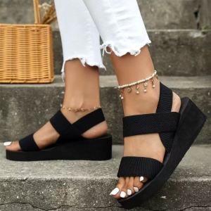 [Free Shipping] New Eva womens sandals with thick soles and wedge heels wear-resistant and height-increasing Ins style for students lightweight and breathable