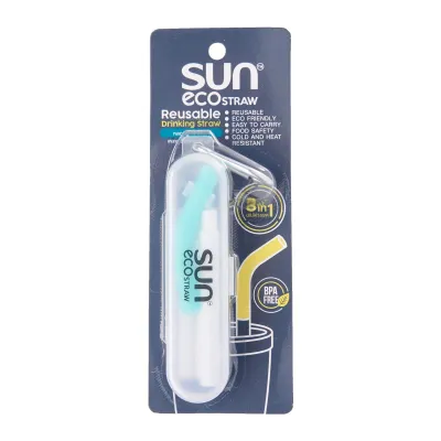 SunMum Reusable Straw With Cleaning Brush Set - Green