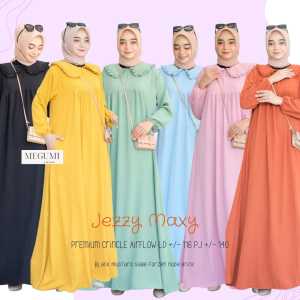 Gamis Basic Kerah Ruffle Jeezy Maxy Bahan Crinkle Airflow: Busana Muslimah Modern