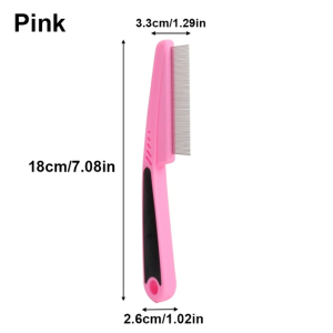 Pet Dog Flea Comb Needle Stainless Steel Cat Brush Anti Slip Design Wall Hook AV2001 Sisir Kutu Kucing Penggaruk Kotoran Parasit Bulu Anjing 18cm