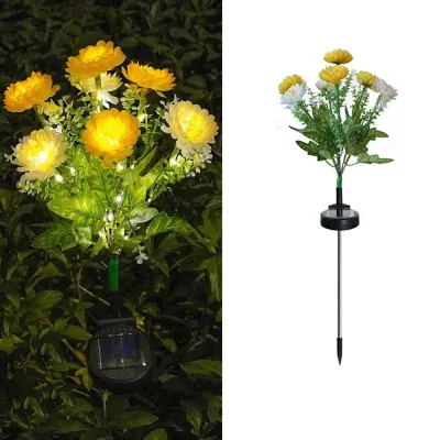 PENGONG 7 Heads LED Snow Lotus Lights Colorful Solar Powered LED Simulation Flower Lights Creative Waterproof Solar Lotus Flower Lights for Outdoor