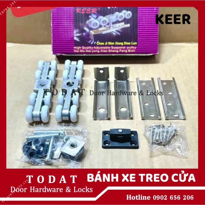 Bộ Bánh Xe Treo Cửa Lùa Nhôm KEER (Loại 1) - Bánh xe treo cửa nhôm 4 ...