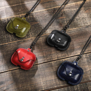 CONTACTS FAMILY Luxury Genuine Leather Case For Apple Airpods Pro Earphone Case Charging Box Protective Cover With Chain