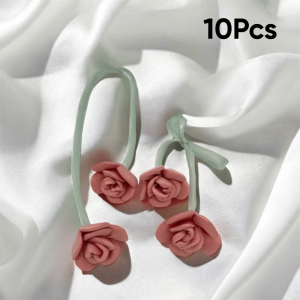 JAYNEBIO 10Pcs Handmade Double Head Rose Flowers DIY Craft Crochet Decoration 3D Flower Patches Colorful Artificial Rose Bow Flowers Clothing Decoration