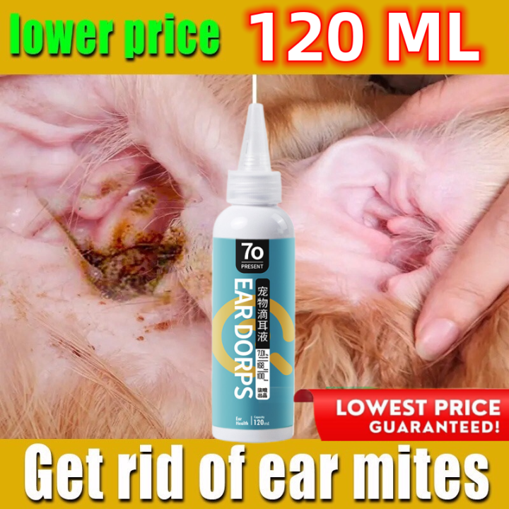 120ml Pet ear drops for dogs cat dog mites odor Removal ear drop