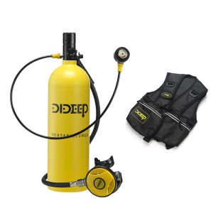 DIDEEP Scuba Tank 2L Mini Scuba Diving Tank Equipment Kit Support About 30-40 Minutes Underwater Breathing Dive Portable Lungs for Backup Air Source Underwater Exploration