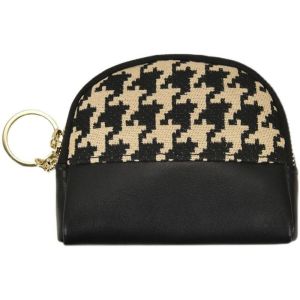 YIXINA Thanh lịch Nhỏ Với Móc Chìa Khóa Mini Đôi Lớp Dây Kéo Houndstooth Phụ nữ Đồng Xu Ví Ví Chủ Sở Hữu thẻ Da Túi