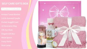 Self Care Gift Get Well Soon Gifts Birthday Gifts for Women Gifts Basket Care Package w/ Luxury Flannel Blanket Unique Mothers Day Gift for Mom Her Friend Sister Wife Grandma