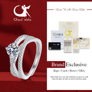 Chard Wake-Cincin Wanita Berlian Sertifikat GRA Cincin Cewek Elegan Korea Fashion Berlapis Platinum Adjustable Size Anti-Rust Rings