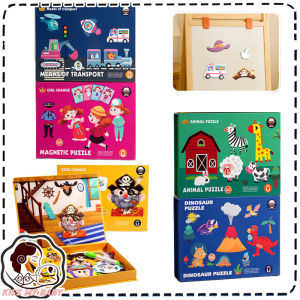 5 Theme Magnetic Puzzle Book Set Face-Changing Animal Dinosaur Traffic Girl Dress Up Portable Reusable Learning Childrens Toys