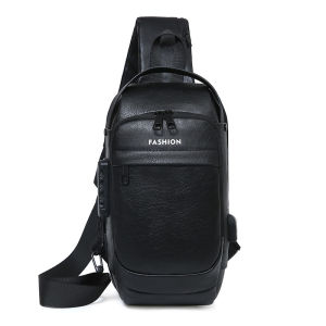 JIVIVIL กระเป๋าเป้สะพายข้างแฟชั่นผู้ชาย PU พร้อมช่องเสียบ USB มัลติฟังก์ชั่นกันน้ำรหัสผ่านล็อคป้องกันการโจรกรรมกระเป๋าสะพายข้าง