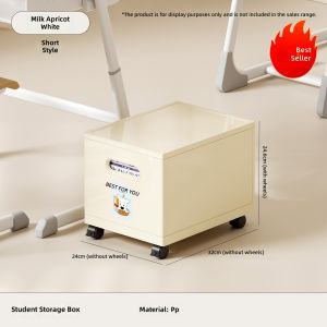 RA Wheeled Storage Box Under Desk Student Book Container with Lid Dustproof Plastic Organizer AR