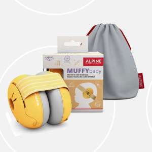 Alpine Muffy Baby Classic Earmuffs Yellow | Toddler Travel Ear Defenders Adjustable Headband