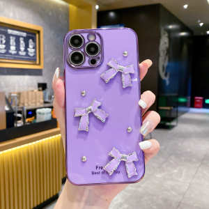 Huawei Nova 4E 7i 7SE Mate 10 10Pro 20 20Pro P20 P20 Pro purple green mini ribbon and pearl with electroplated case fon casing 手机壳