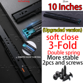 Drawer Guide Soft Close Heavy Duty Drawer Slide Soft Closing Hydraulic 3-Fold Ball Bearing Full Extension (10-24 inch)