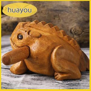 huayou Lucky Thailand Wood Thailand Traditional Craft Wooden Lucky Croaking Musical Instrument Home Office Desk Decor Lucky Frog Crafts